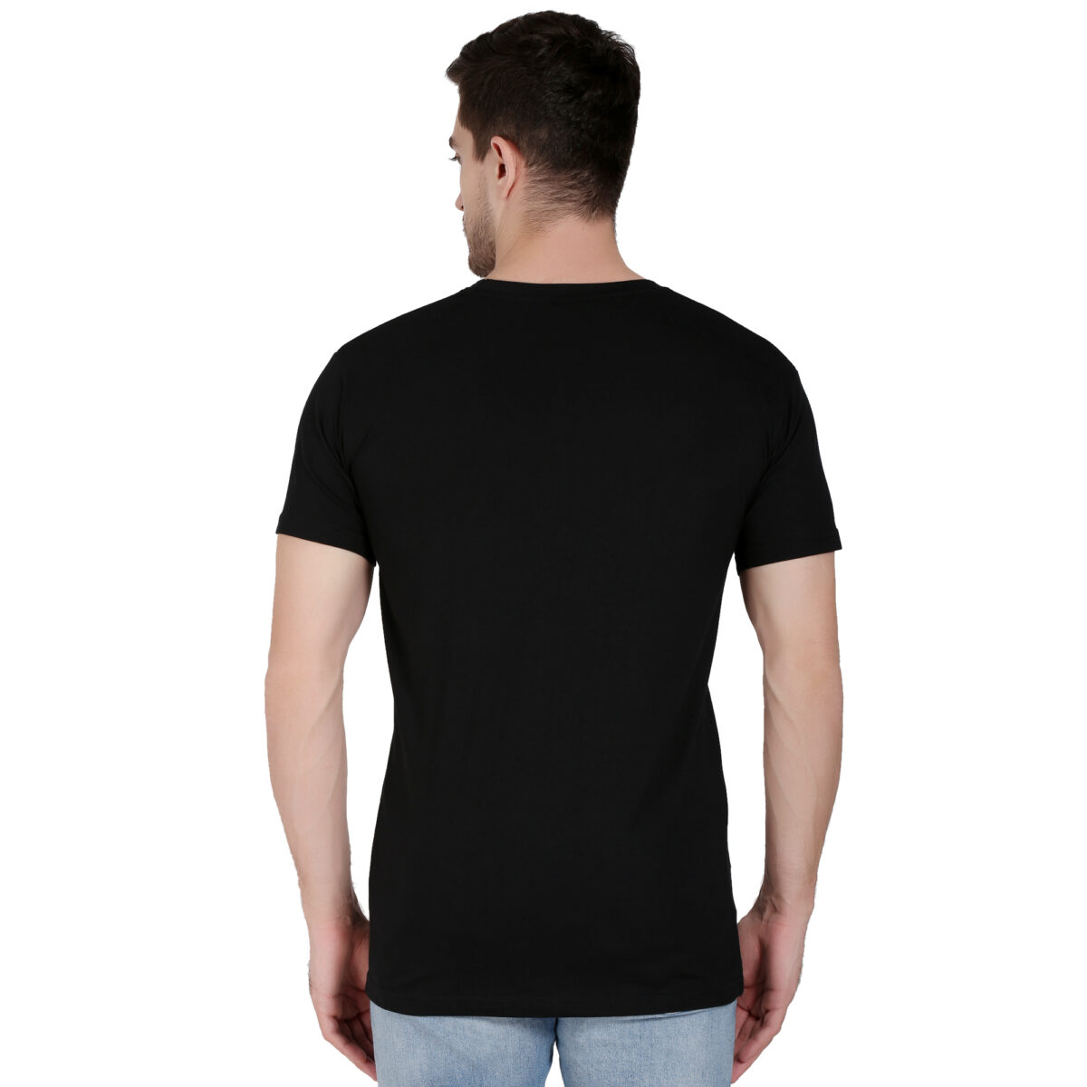 Printed Men Round Neck Black T-Shirt