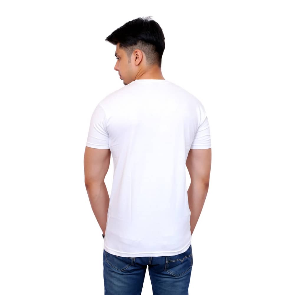 Solid Men Round Neck White T-Shirt
