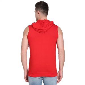 Solid Men Hooded Neck Red T-Shirt