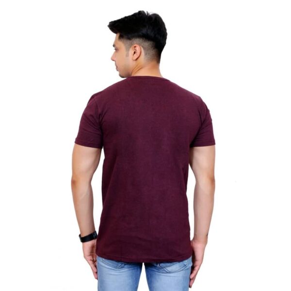 Solid Men V Neck Purple Short Sleeve T-Shirt - Faricon