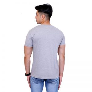 Solid Men V Neck Gray Short Sleeve T-Shirt - Faricon
