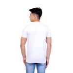 Solid Men V Neck White Short Sleeve T-Shirt - Faricon