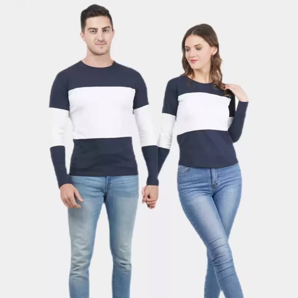 Couple T-Shirt Navy and White Color T-Shirt