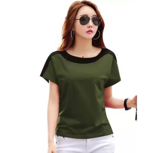 Women Solid Round Neck Green T-Shirt