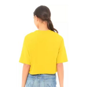 Casual Regular Sleeves Solid Women Yellow Crop Top